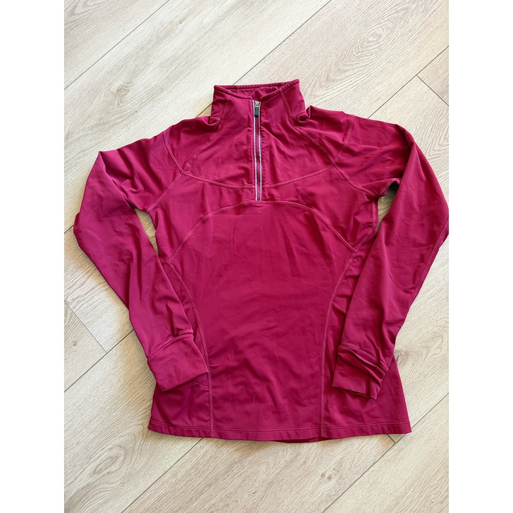REI Womens XS Berry Pink Quarter Zip Pullover Long Sleeve Thumbhole Active‎ Top